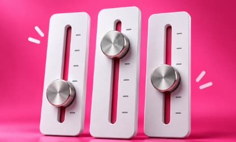 Three adjustable slider controls side by side, representing budget that flexes up or down